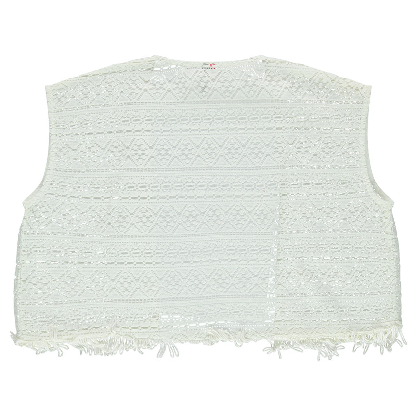 Παιδικά - Αμάνικη ζακέτα κιμονό πλεκτή στο βελονάκι, με κρόσσια 