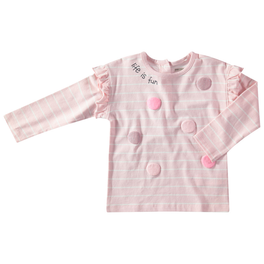 Μακρυμάνικη ριγέ μπλούζα με ανάγλυφα μοτίβα από παγιέτες 