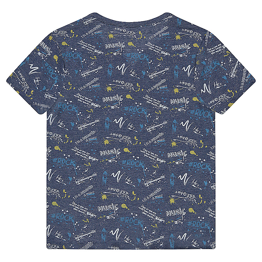 Κοντομάνικη μπλούζα από ζέρσεϊ με εμπριμέ μοτίβο και λαιμόκοψη κελεμπίας 