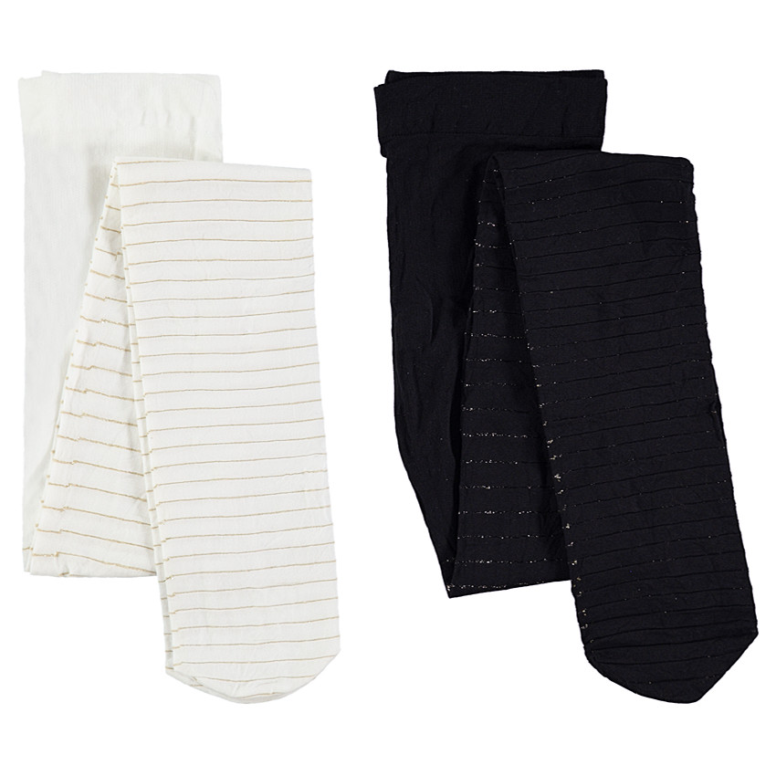 Σετ με 2 χοντρά καλσόν με χρυσαφί ρίγες 