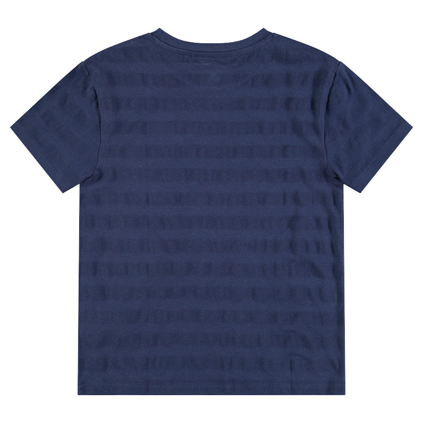 Κοντομάνικη μπλούζα με ριγέ ύφανση και τσέπη 