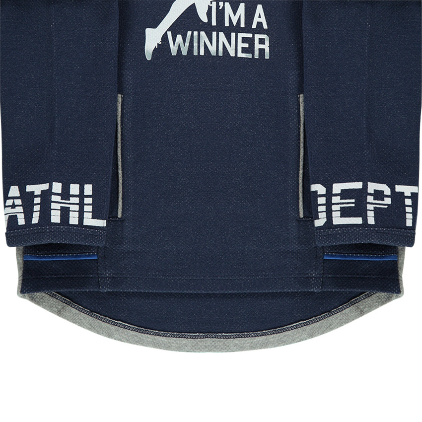 Φανελένιο φούτερ με κουκούλα, τσέπες με φερμουάρ και σπορ στάμπα 