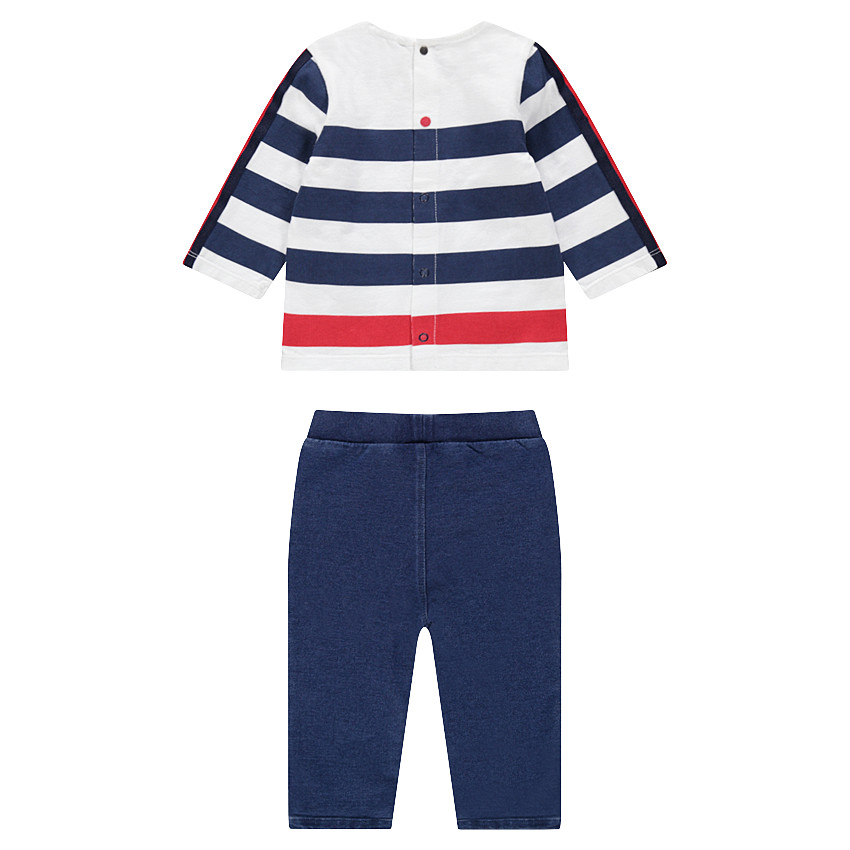 Σύνολο με μπλούζα με στάμπα πίθηκο και φανελένιο παντελόνι 