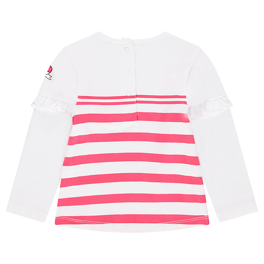 Μακρυμάνικη μπλούζα από ζέρσεϊ με ρίγες και βολάν στα μανίκια 