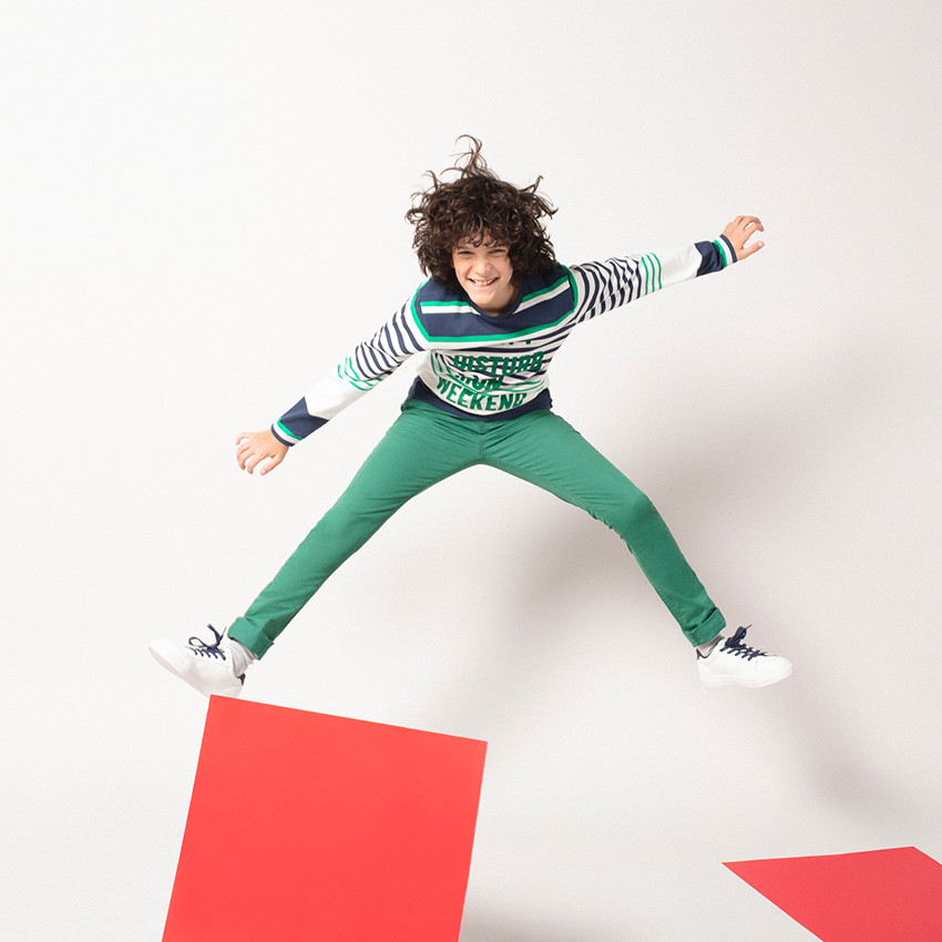 Παιδικά - Μαρινιέρα με πράσινες ρίγες και γράμματα από βελούδο 