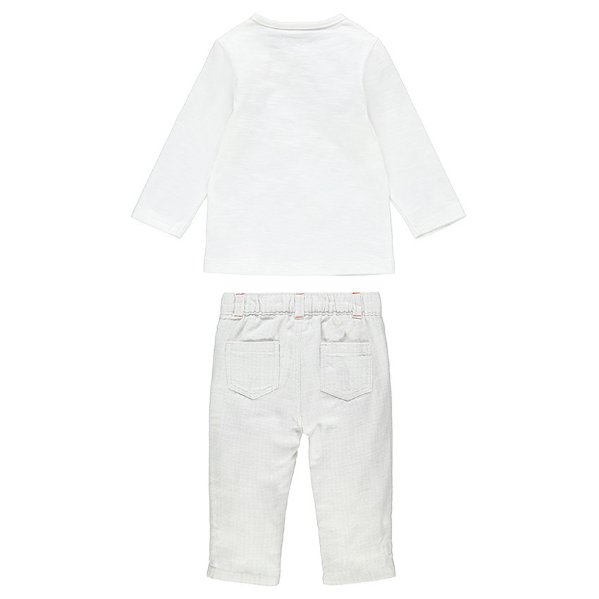 Σύνολο μακρυμάνικη μπλούζα με τυπωμένα ζωάκια και μονόχρωμο παντελόνι 