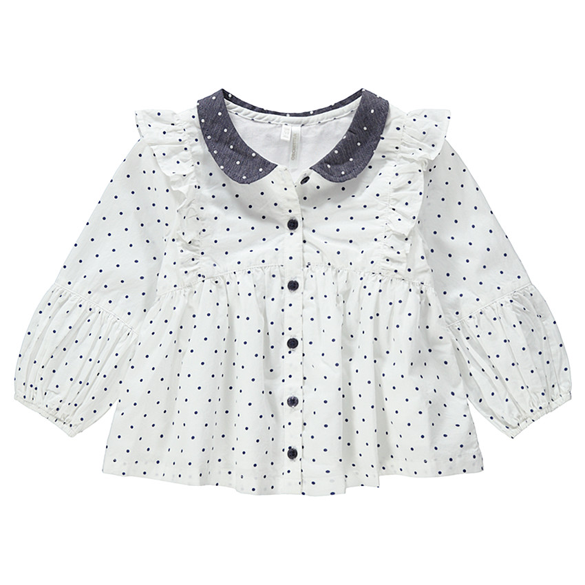 Μακρυμάνικο πουκάμισο με πουά σε όλη την επιφάνεια και λαιμό-γιακά 