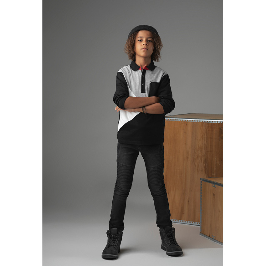 Παιδικά - Μακρυμάνικο τρίχρωμο πόλο 2 σε 1 με τσέπη  