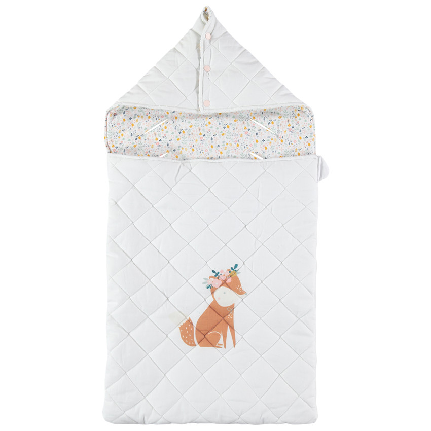 Υπνόσακος νεογέννητου με τυπωμένη αλεπού και εμπριμέ επένδυση 