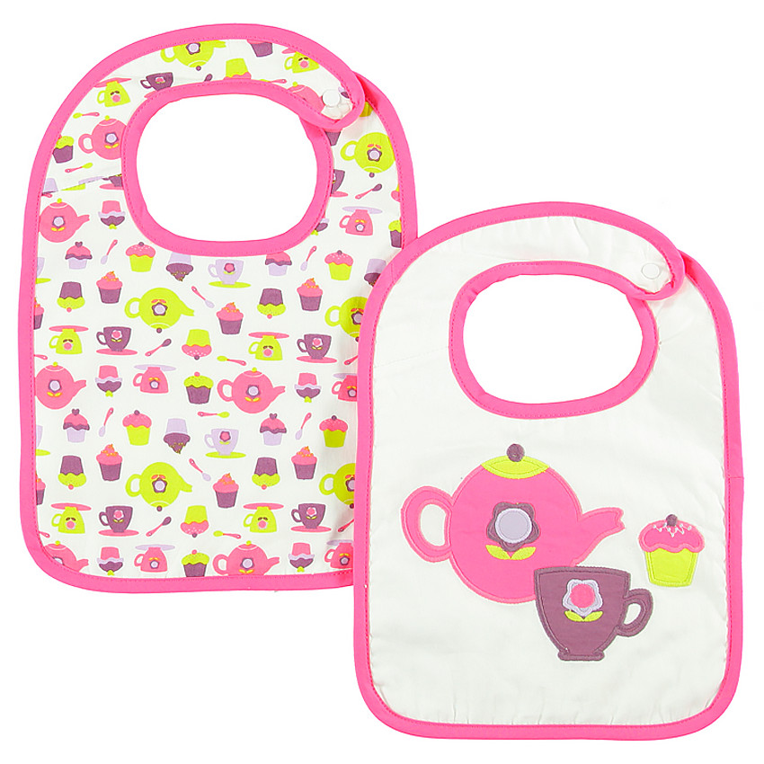 Lot de 2 bavoirs en coton avec broderies fantaisie 