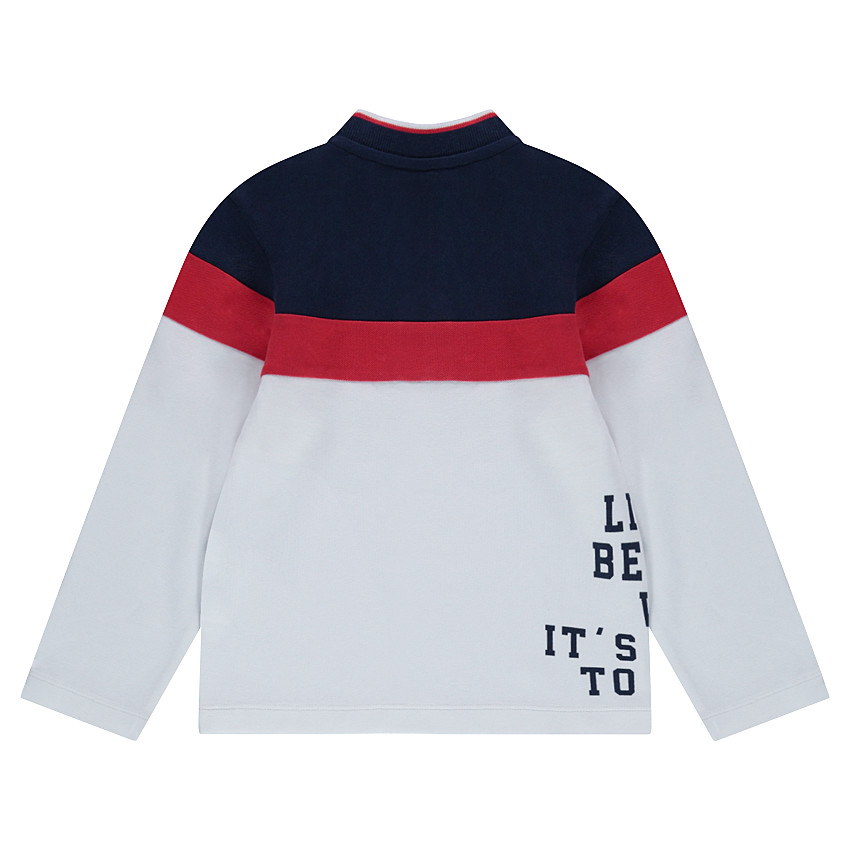 Μακρυμάνικο πόλο από βαμβακερό πικέ με λωρίδες σε αντίθεση και τσέπη 