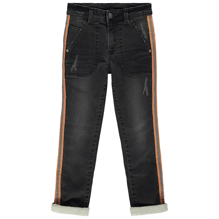 Jean slim effet used à bandes sur les côtés 