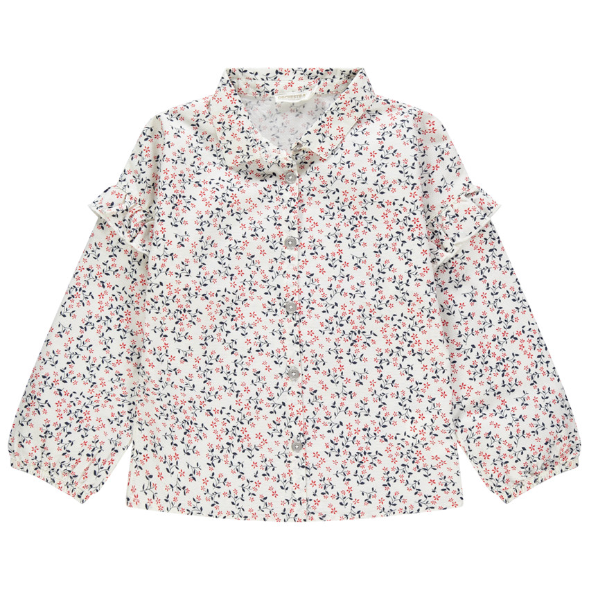 Chemise à fleurs all-over et volants 