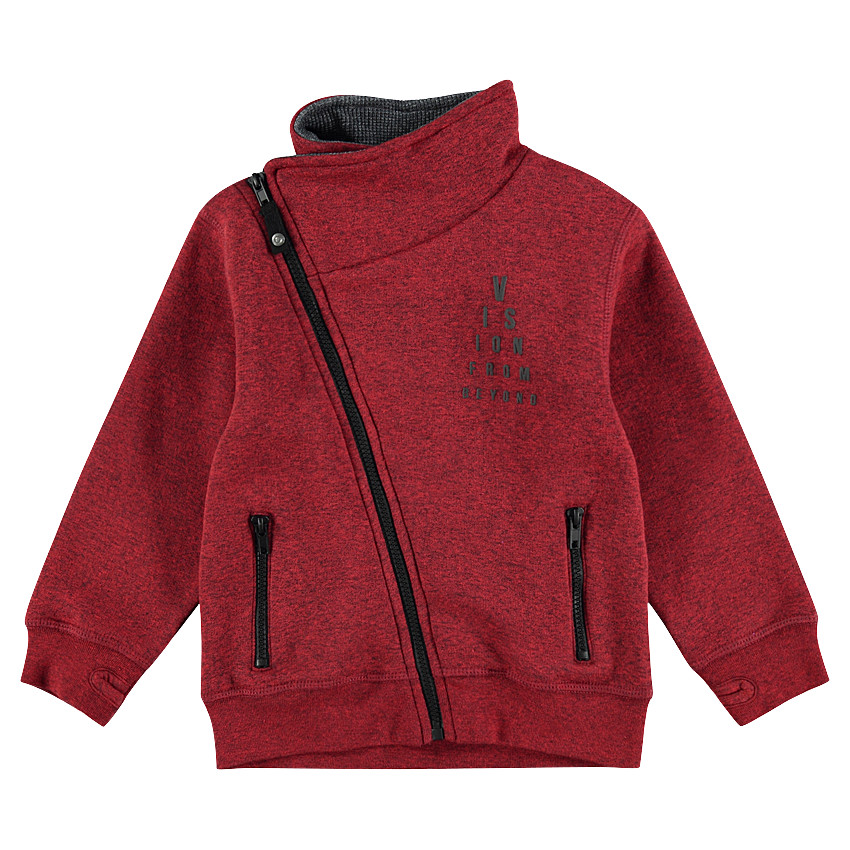 Ζακέτα από φανέλα με λοξό φερμουάρ και τσέπες με φερμουάρ 