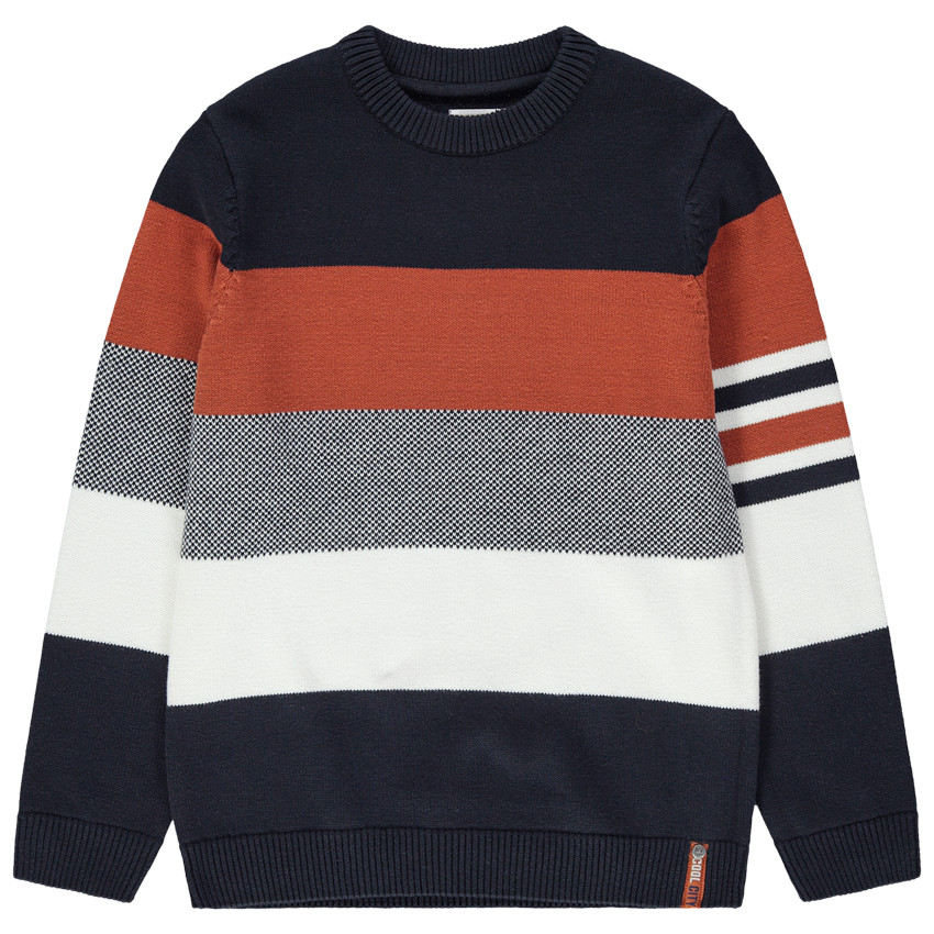 Παιδικά - Πλεκτό πουλόβερ με λωρίδες σε αντίθεση 