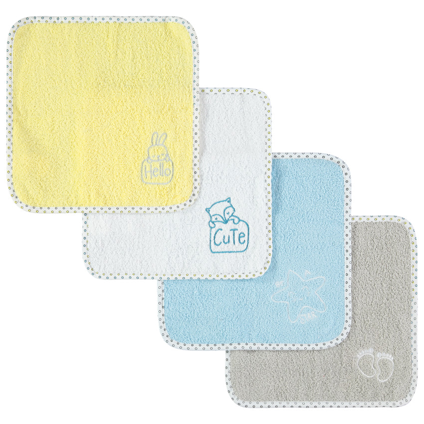 Set de 4 serviettes en éponge à motifs à broder  