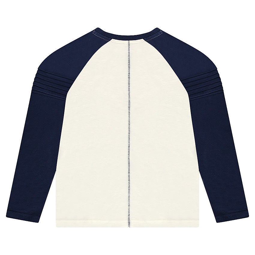 Παιδικά - Δίχρωμη μπλούζα με μανίκια ρεγκλάν με στάμπα με διακοσμητικό σχέδιο 