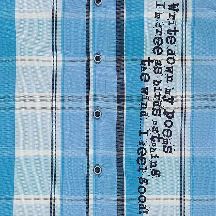 Παιδικά - Μακρυμάνικο καρό πουκάμισο με τυπωμένο κείμενο 