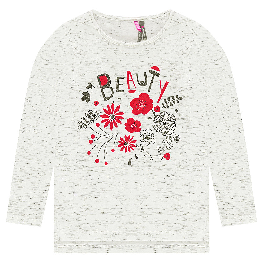 Μακρυμάνικη μπλούζα ζέρσεϊ ζασπέ με λουλούδια με παγιέτες  