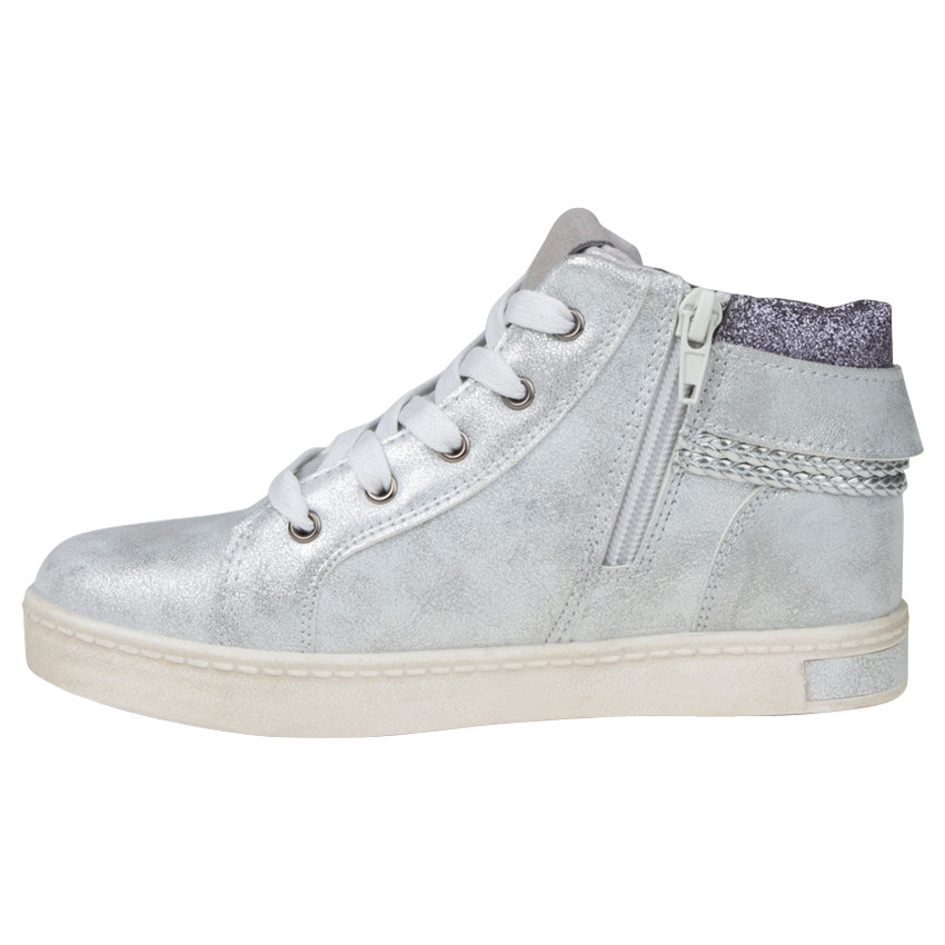 Ασημί μποτάκια με κορδόνια με γκλίτερ και πλεξίδες από 28 ως 38 