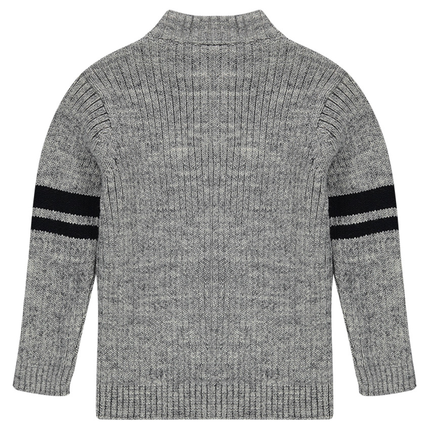 Πλεκτό σε ριγωτή πλέξη με λωρίδες στα μανίκια 