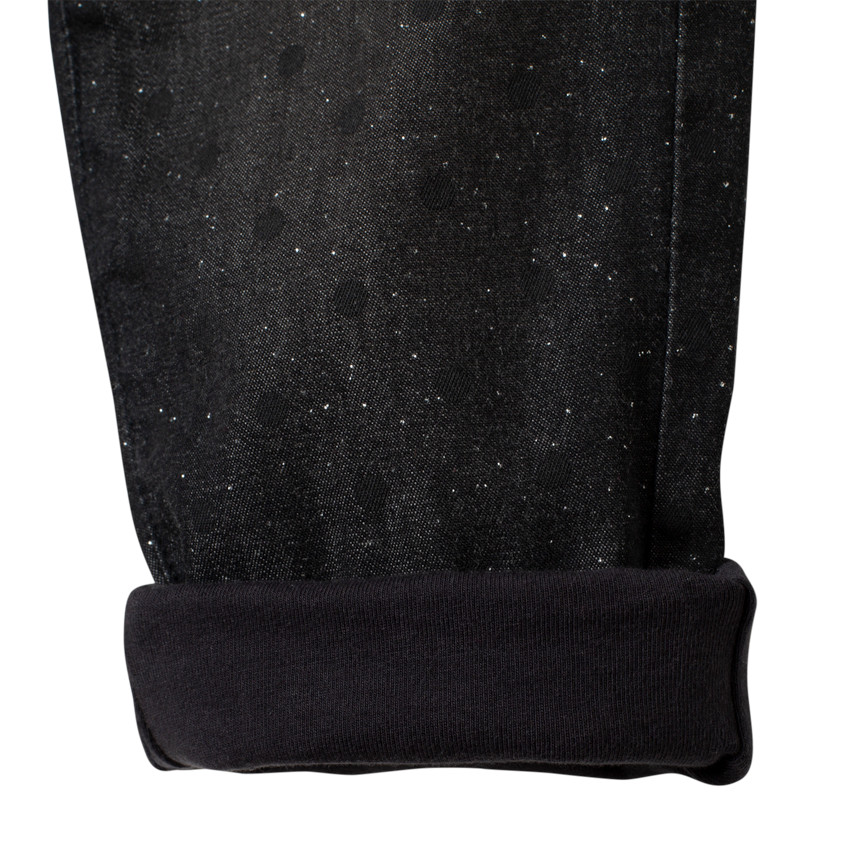 Jean effet used à pois et broderie Minnie Disney 