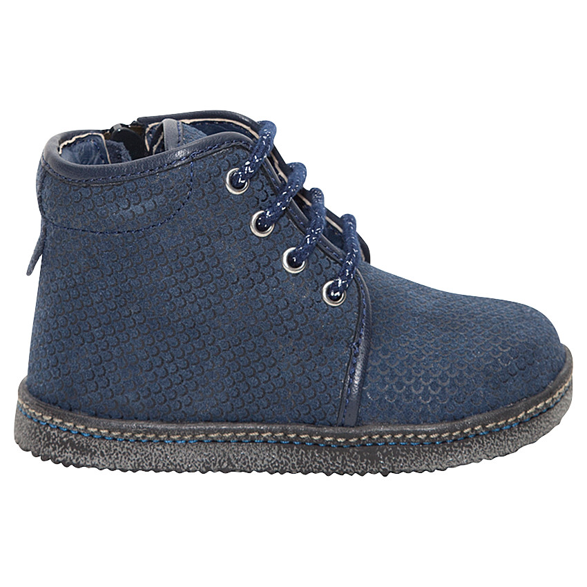 Δερμάτινα μποτάκια με κροκό όψη και φερμουάρ 