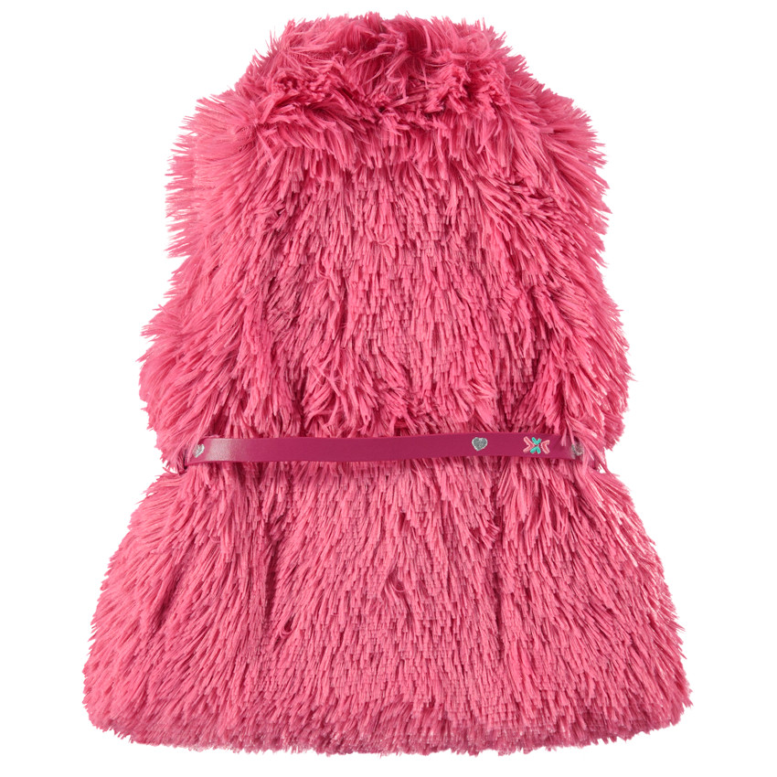 Αμάνικη ζακέτα από συνθετική γούνα με ρυθμιζόμενη ζώνη 