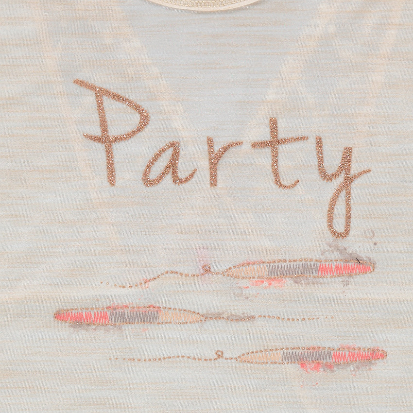 Παιδικά - Κοντομάνικη μπλούζα με δαντέλα και κέντημα 