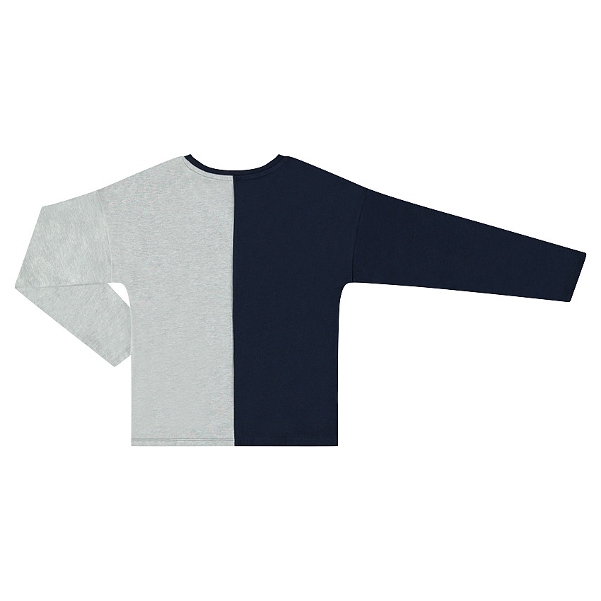 Δίχρωμη μακρυμάνικη μπλούζα με διακοσμητικό μοτίβο 