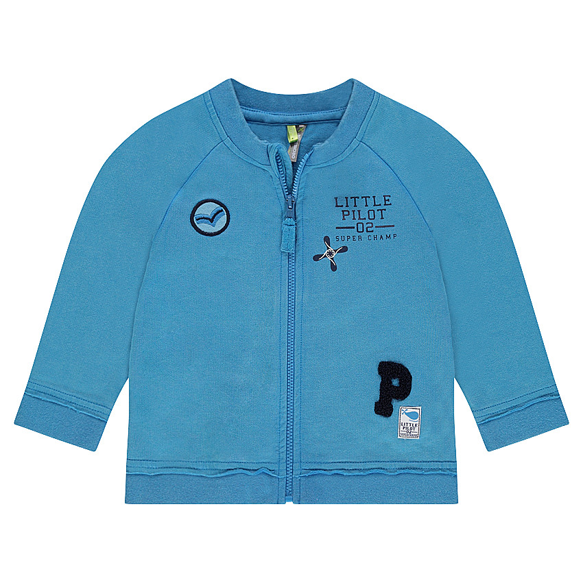 Φανελέναι ζακέτα με φερμουάρ, μπαλώματα και κεντημένα σήματα 