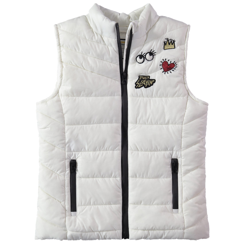 Παιδικά - Αμάνικο καπιτονέ μπουφάν με επένδυση από sherpa και σήματα 