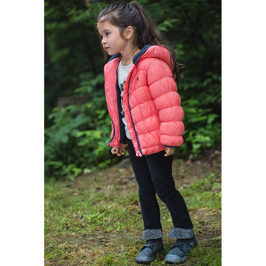 Καπιτονέ μπουφάν με κουκούλα από φλις επένδυση 