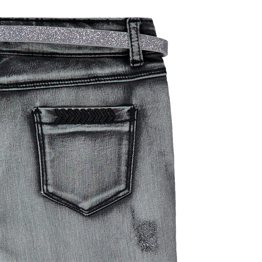 Παιδικά - Τζιν με ξεβαμμένη όψη και ζώνη με παγιέτες 