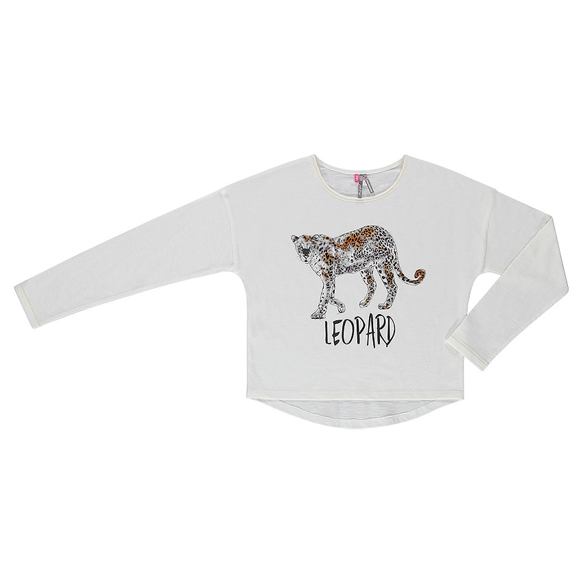 Παιδικά - Μακρυμάνικη μπλούζα σε τετράγωνη γραμμή με στάμπα λεοπάρδαλη 