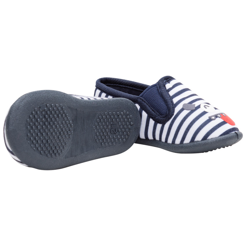 Ριγέ μαλακά παντοφλάκια με λάστιχα και τυπωμένη φιγούρα 