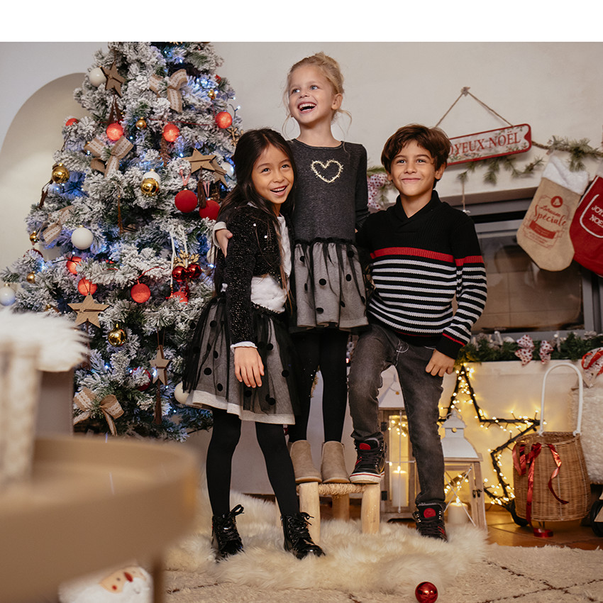 Robe de fêtes effet 2 en 1 en tulle à pois et molleton 