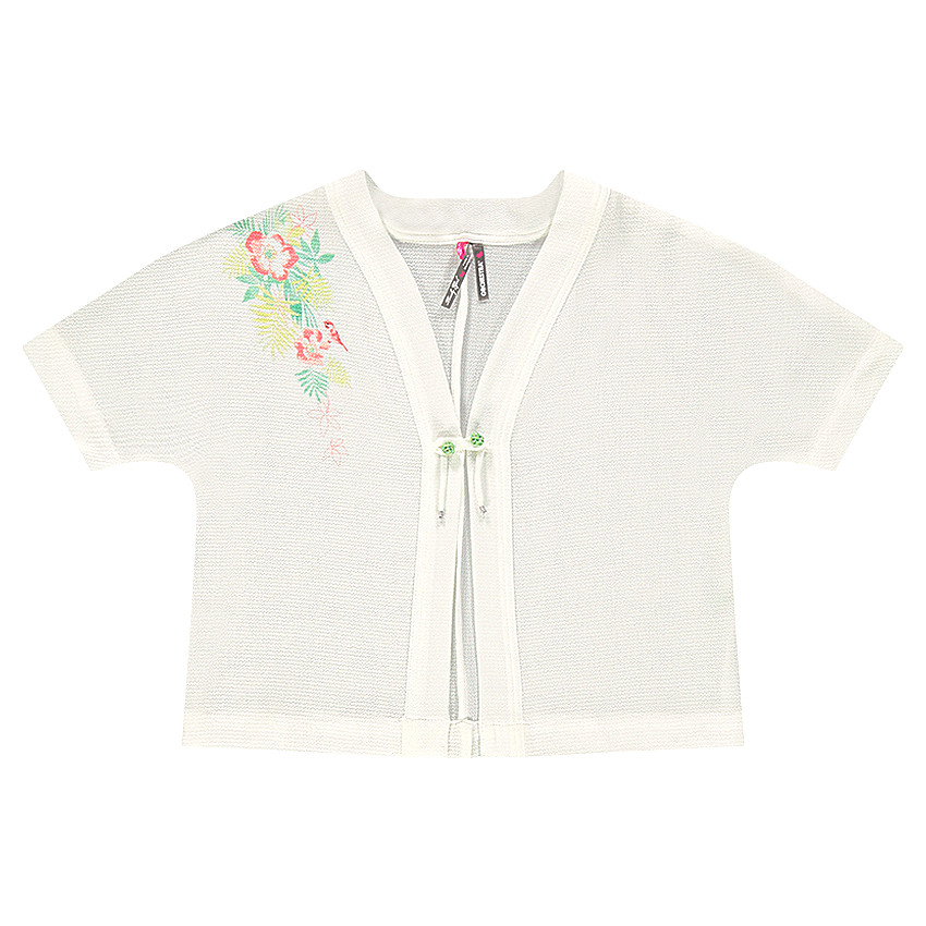 Κοντομάνικη ζακέτα κιμονό από κρεπ με τύπωμα λουλούδια 