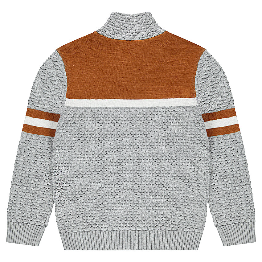 Παιδικά - Πουλόβερ με φαντεζί πλέξη και λωρίδες σε αντίθεση  