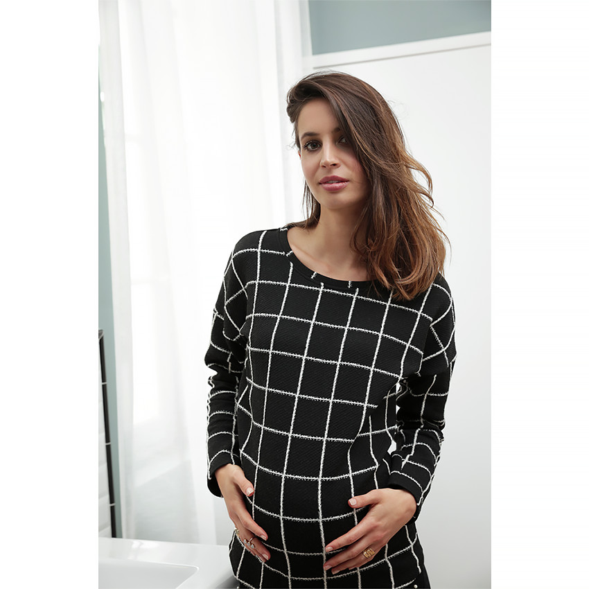 Φανελένιο φούτερ εγκυμοσύνης καρό  