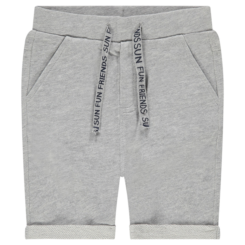 Μονόχρωμη φανελένια βερμούδα με εμπριμέ κορδόνια 