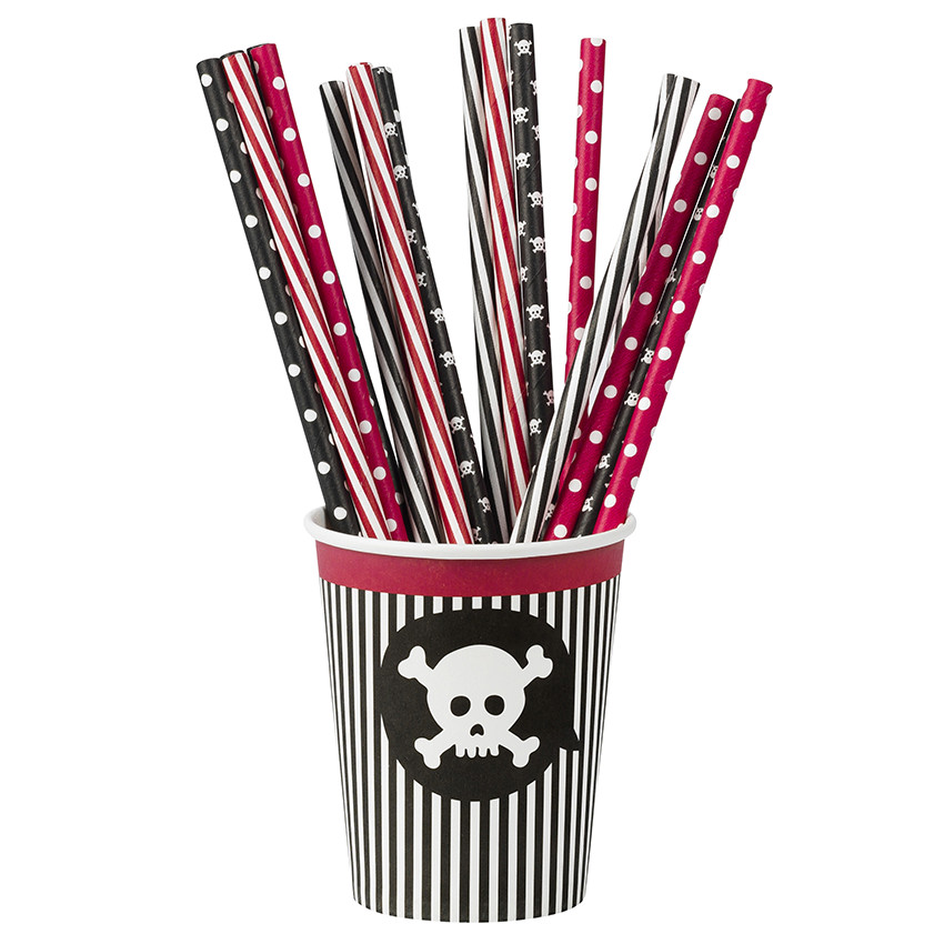 20 πλαστικά καλαμάκια γενεθλίων με μοτίβο πειρατή 