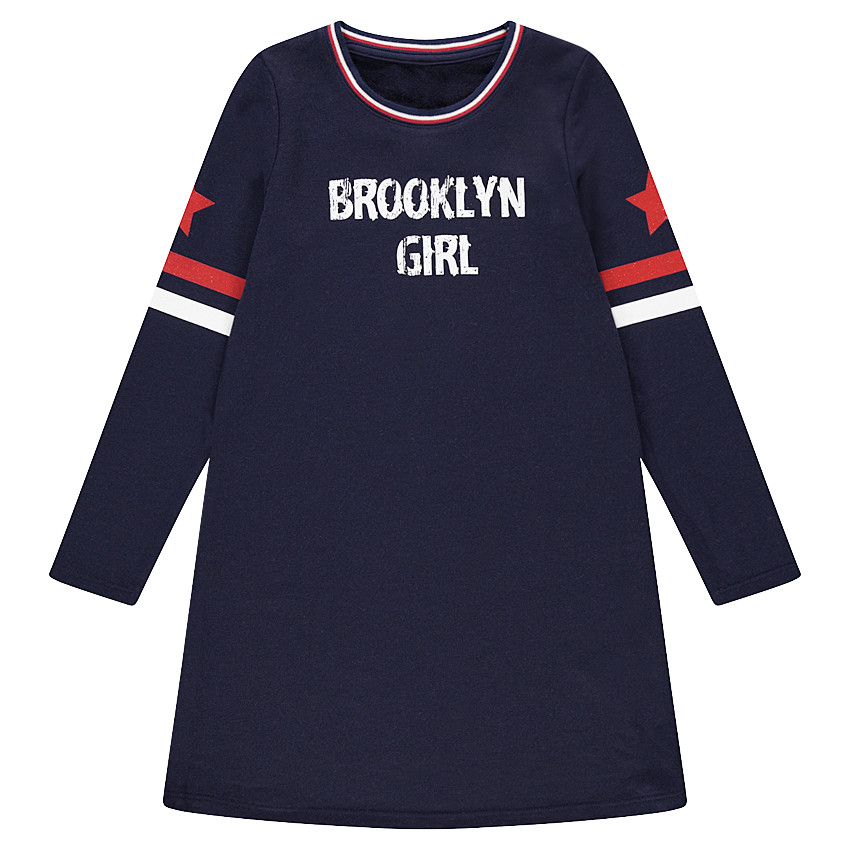 Παιδικά - Μακρυμάνικο φόρεμα με λωρίδες και κείμενο 