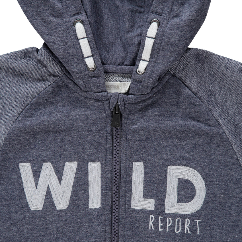 Παιδικά - Ζακέτα από μελανζέ φανέλα με κουκούλα και κεντημένα γράμματα 