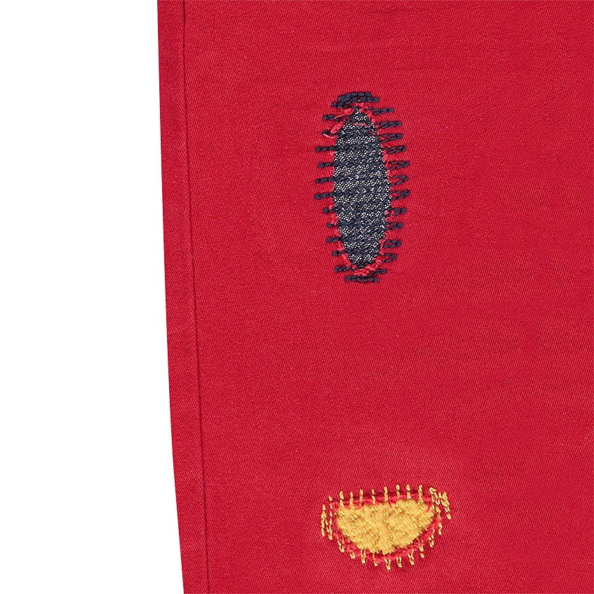 Κόκκινο παντελόνι με σκισίματα 