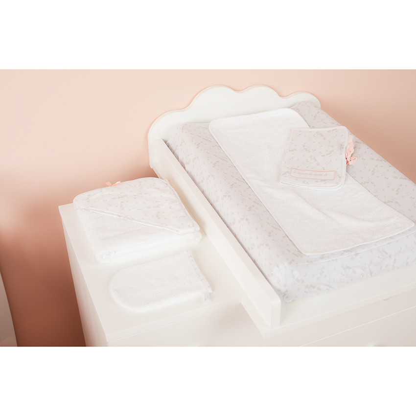 Set de bain en éponge avec capuche imprimée et gant 