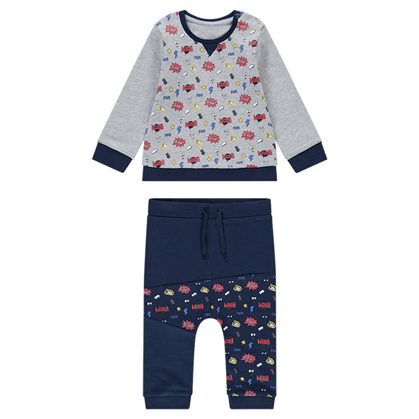 Φανελένια φόρμα με μοτίβο σε στιλ κόμικς 