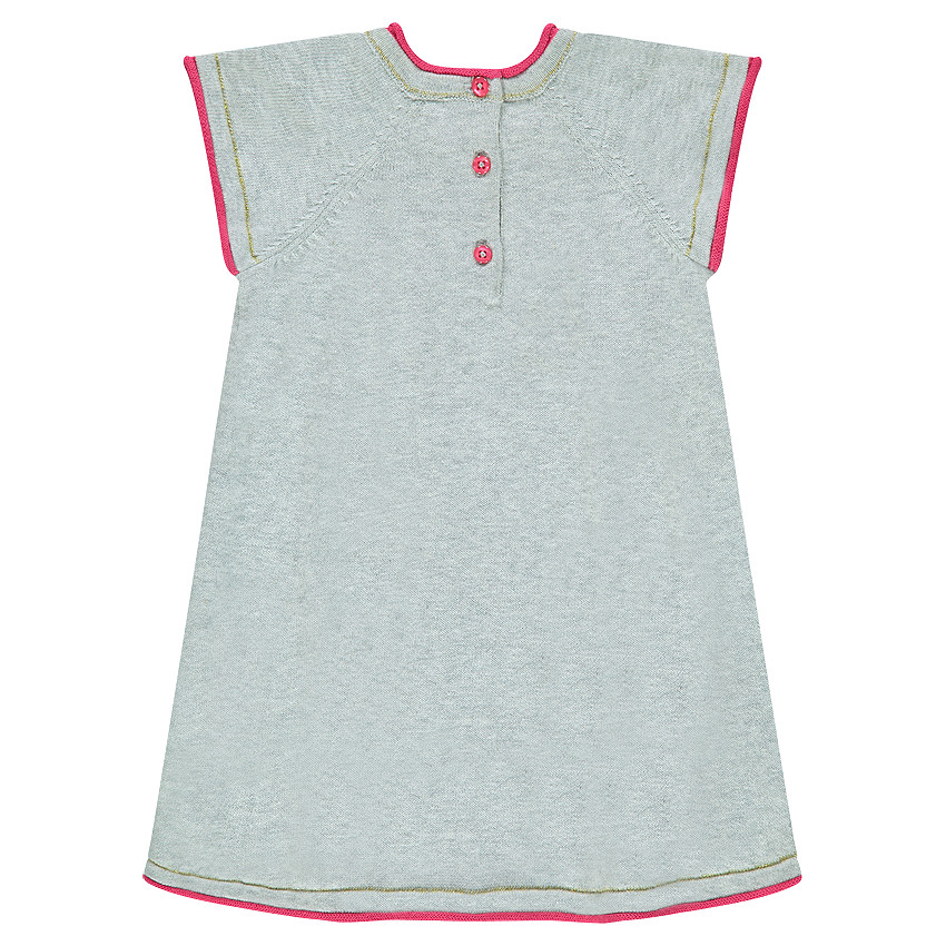 Πλεκτό κοντομάνικο φόρεμα με στάμπα μικρό τάρανδο 