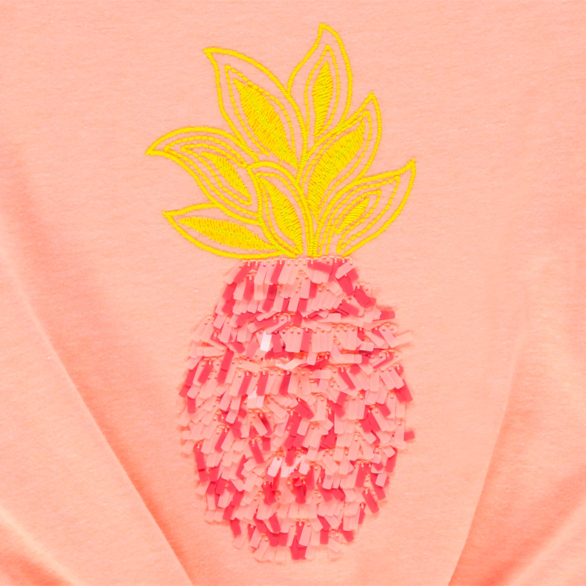 Μπλουζάκι ανανά με κοντά μανίκια και δέσιμο 