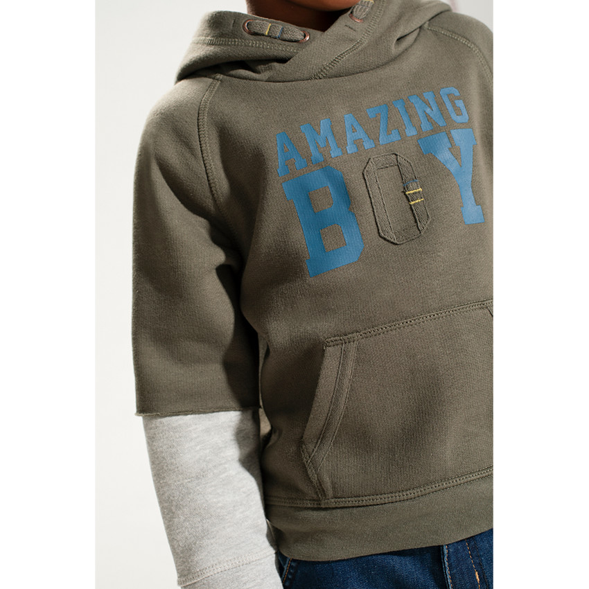 Φανελένιο φούτερ 2 σε 1 με κουκούλα  